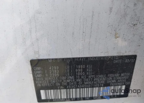 2017 Subaru Impreza 2.0I Premium из США, поврежденный, VIN 4S3GTAB65H3716576